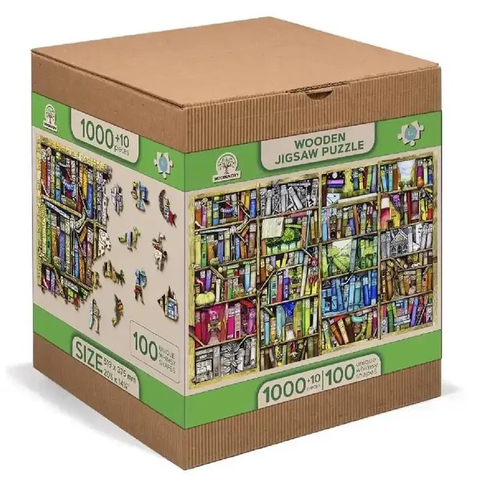 Wooden City 1010 db-os fa puzzle - Könyvespolc (NB1010-0128-XL)