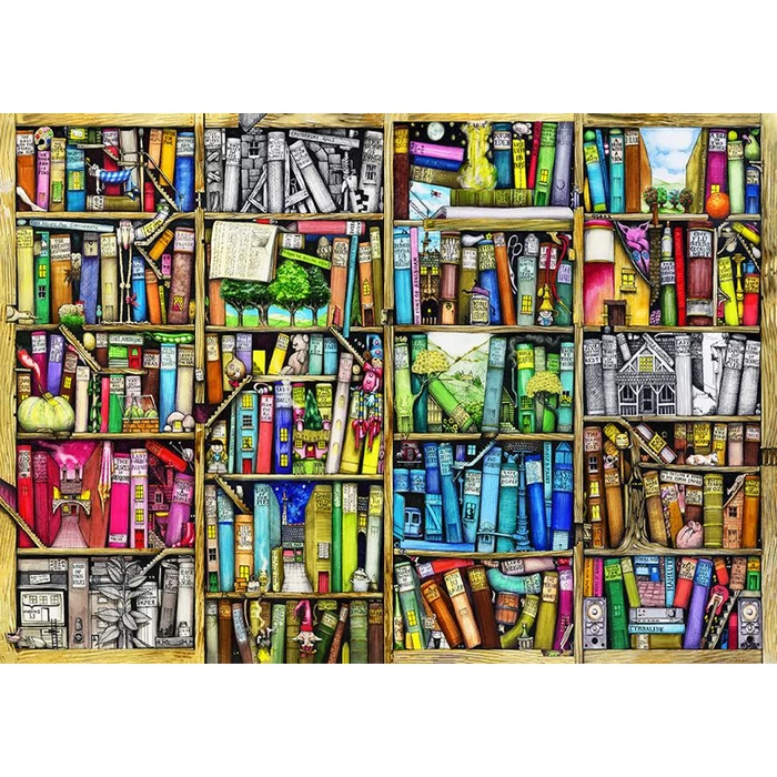 Wooden City 1010 db-os fa puzzle - Könyvespolc (NB1010-0128-XL)