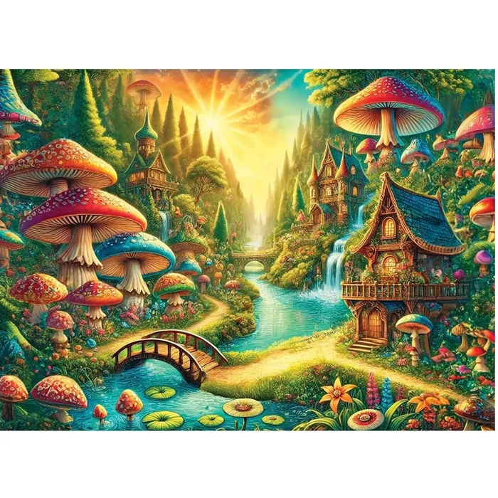 Wooden City 1010 db-os fa puzzle - Misztikus erdő a vízesés mellett (NB0816-XL)