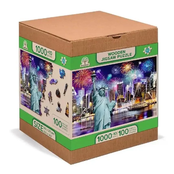 Wooden City 1010 db-os fa puzzle - New York éjjel (NB1010-0026-XL)