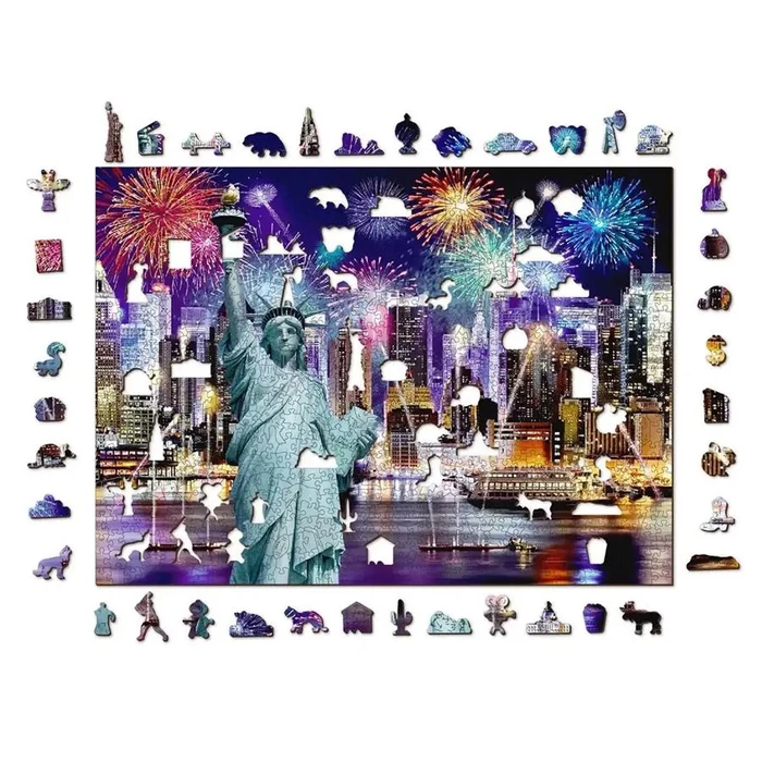 Wooden City 1010 db-os fa puzzle - New York éjjel (NB1010-0026-XL)