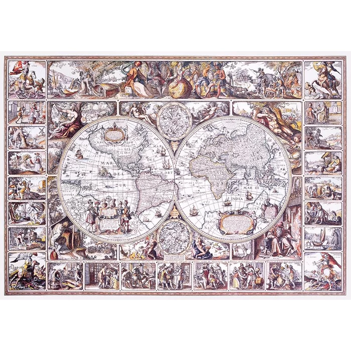 Wooden City 505 db-os fa puzzle - A felfedezések korának térképe (NB505-0101-L)