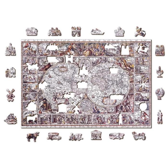 Wooden City 505 db-os fa puzzle - A felfedezések korának térképe (NB505-0101-L)