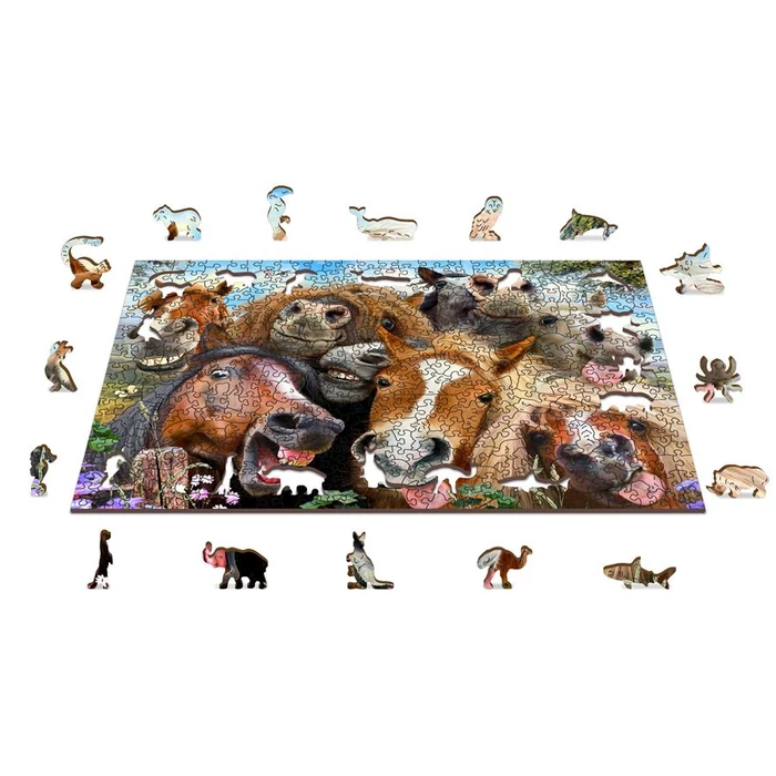 Wooden City 505 db-os fa puzzle - Lovak szelfi (NB505-0015-L)