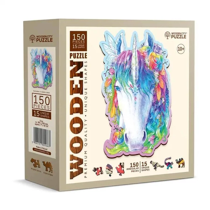 Wooden City HE0177-M - Csinos unikornis - 150 db-os fa puzzle