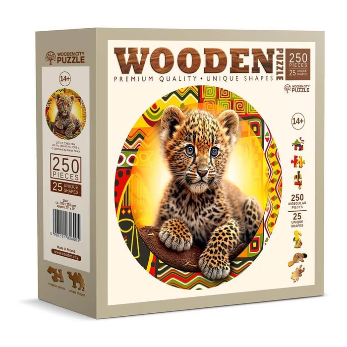 Wooden City HE0303-L - Aranyos leopárdkölyök - 250 db-os fa puzzle