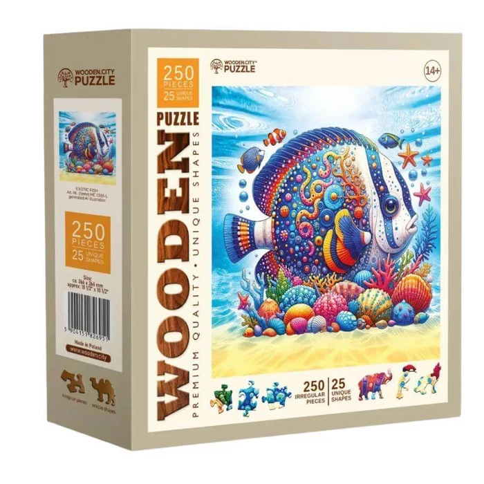 Wooden City HE0316-L - Egzotikus hal - 250 db-os fa puzzle