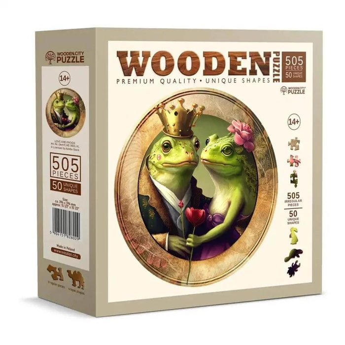 Wooden City HE0501-XL - Szerelmes békák - 505 db-os fa puzzle