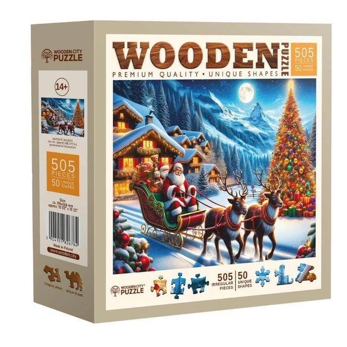 Wooden City NB0701-L - Mikulás szánja - 505 db-os fa puzzle