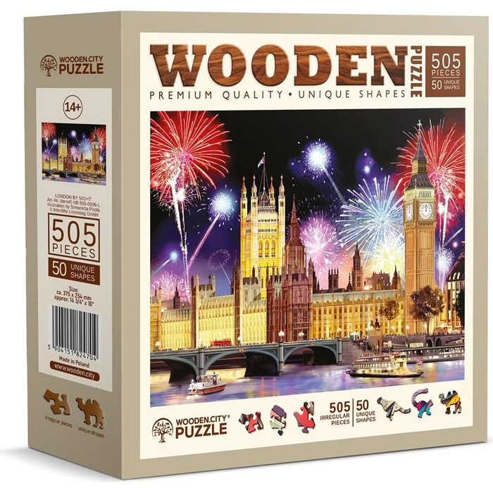 Wooden City NB505-0006-L - London éjjel - 505 db-os fa puzzle