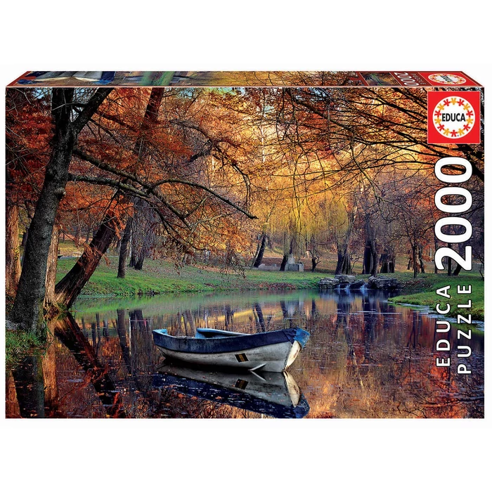 Educa - 2000 db-os puzzle - Őszi táj - csónak a tavon (19275)