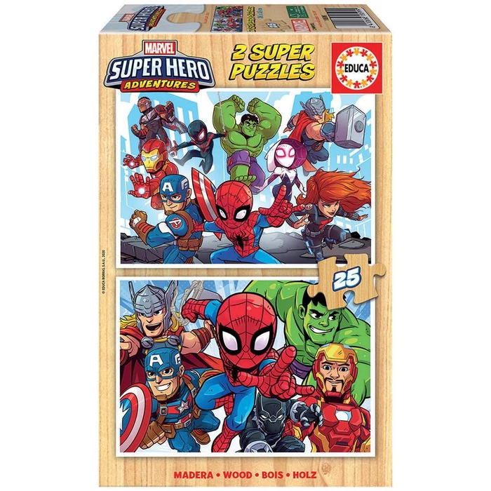 Educa 18599- Marvel Super Hero Adventures - 2 x 25 db-os fa puzzle