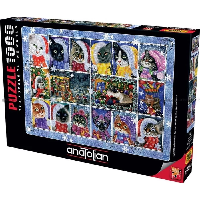 Anatolian 1103 - Christmas Cat Stamp Collection - 1000 db-os puzzle