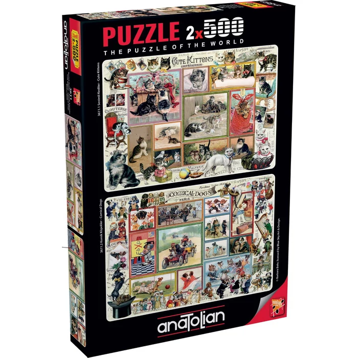 Anatolian 3611 - Cute Kittens & Comical Dogs - 2 x 500 db-os puzzle