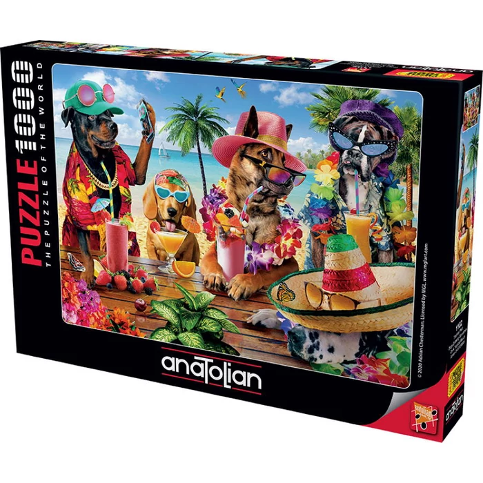 Anatolian 1102 - Dogs Drinking Smoothies on a Tropical Beach - 1000 db-os puzzle