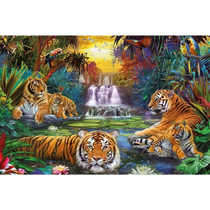 Bluebird puzzle 70155 -  Family at the Jungle Pool  - 1000 db-os puzzle