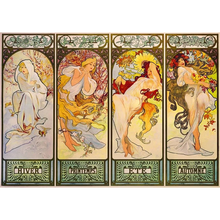 Bluebird 60250 -Mucha - Four Seasons, 1900 - 1000 db-os Art by puzzle 