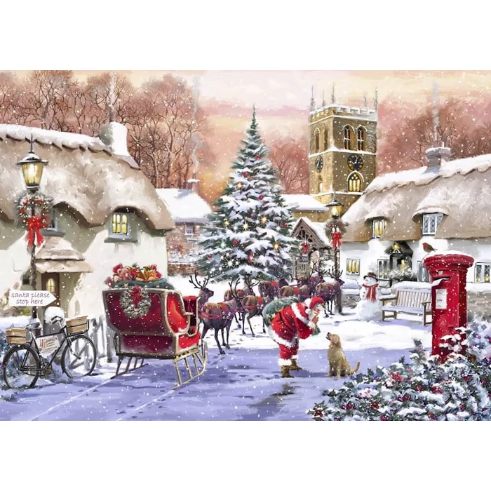 Bluebird 90537 - Village and Santa - 500 db-os puzzle