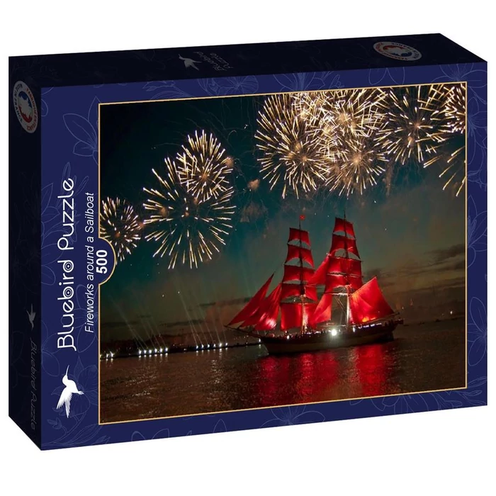 Bluebird 90106 - Fireworks around a Sailboat - 500 db-os puzzle