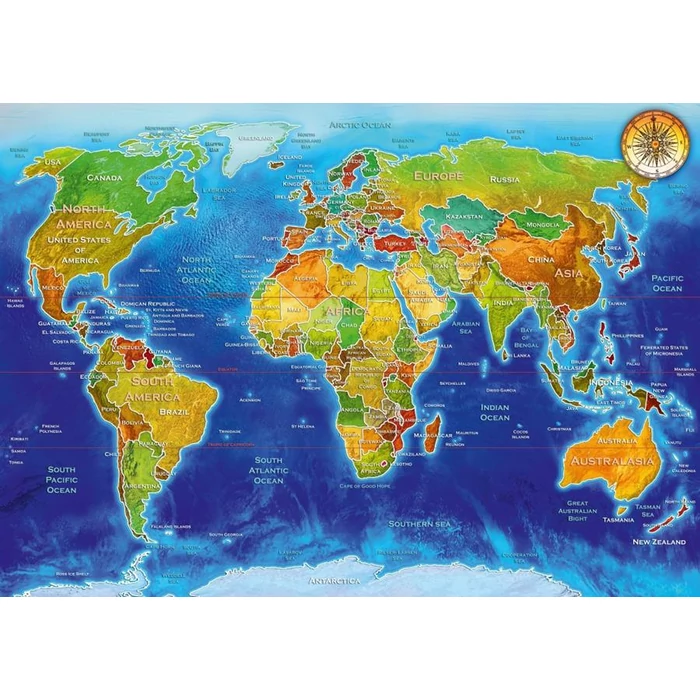 Bluebird 70337 - World Geo-Political Map - 1000 db-os puzzle