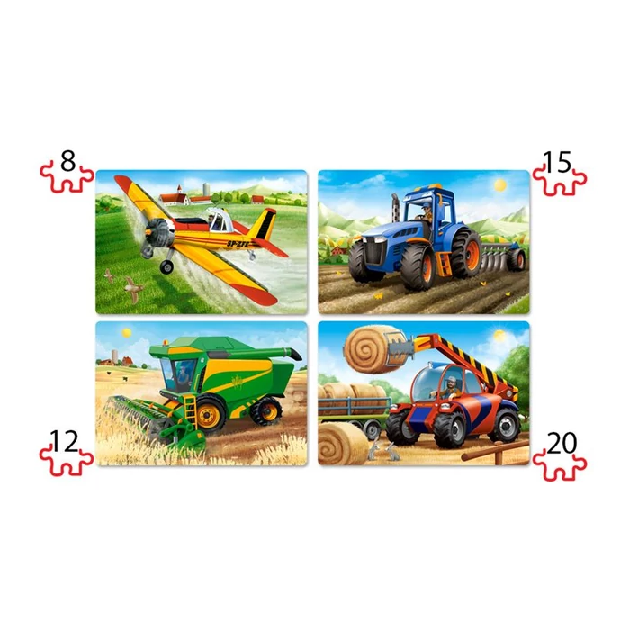 Castorland B-041039 - Mezőgazdasági járművek - 4 az 1-ben (8, 12, 15, 20 db-os) puzzle