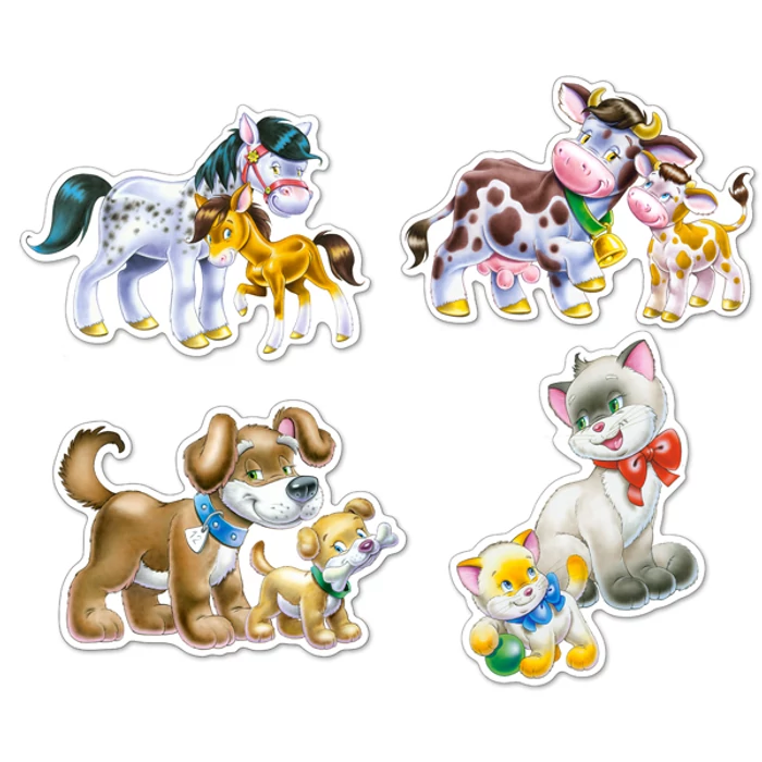 Castorland B-04218 - Sziluett puzzle - Állatok és kicsinyeik - 4 5 6 7 db-os puzzle