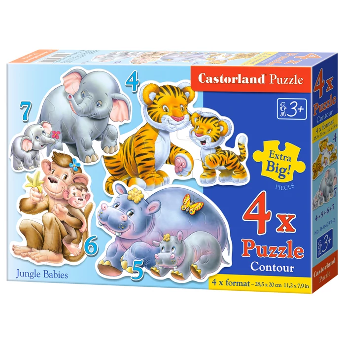 Castorland B-04249 - Sziluett puzzle  - A dzsungel kicsinyei - 4,5,6,7 db-os