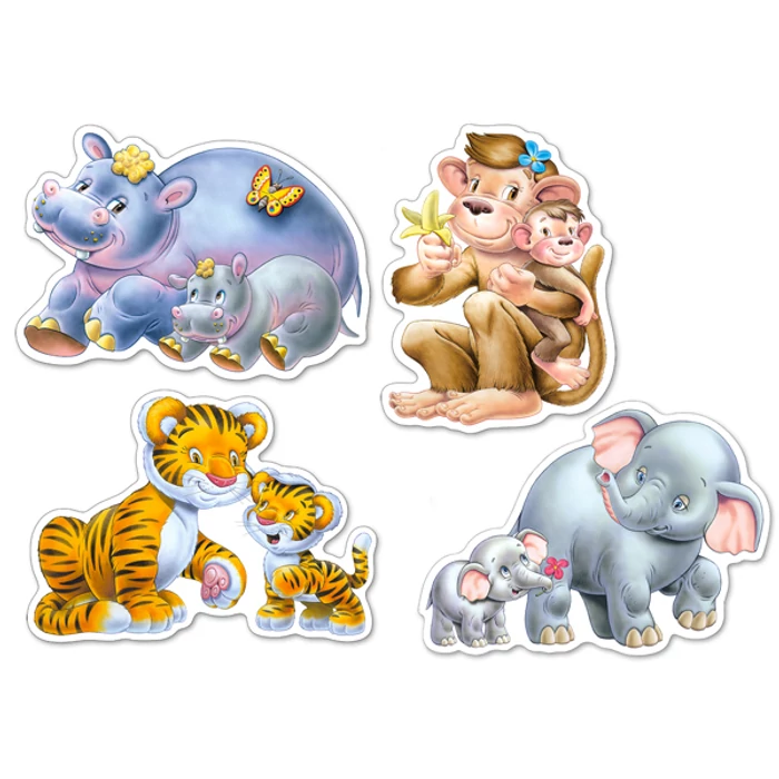 Castorland B-04249 - Sziluett puzzle - A dzsungel kicsinyei - 4 5 6 7 db-os