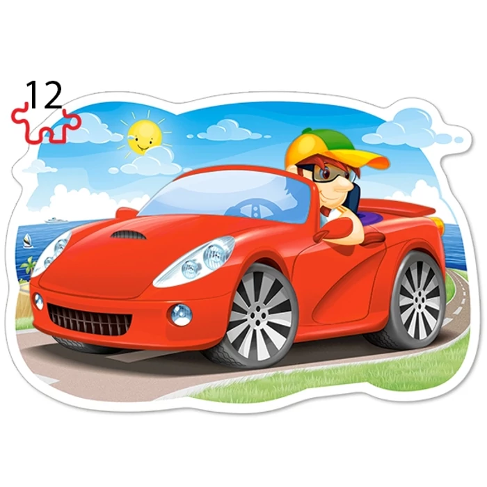 Castorland B-043057 - Vidám száguldás - 4 az 1-ben (8, 12, 15, 20 db-os) puzzle