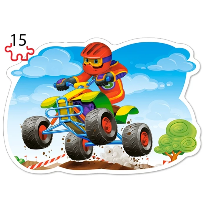 Castorland B-043057 - Vidám száguldás - 4 az 1-ben (8, 12, 15, 20 db-os) puzzle