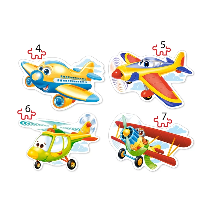 Castorland B-04447 - Sziluett puzzle - Mókás repülők - 4 5 6 7 db-os puzzle