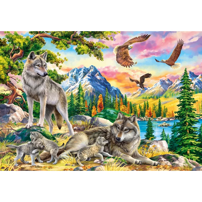 Castorland 1000 db-os puzzle - Wolf Family and Eagles (C-104970)