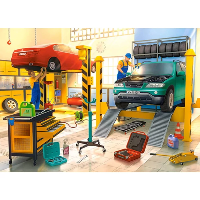 Castorland B-111206 - Autószerelő műhely - 100 db-os puzzle