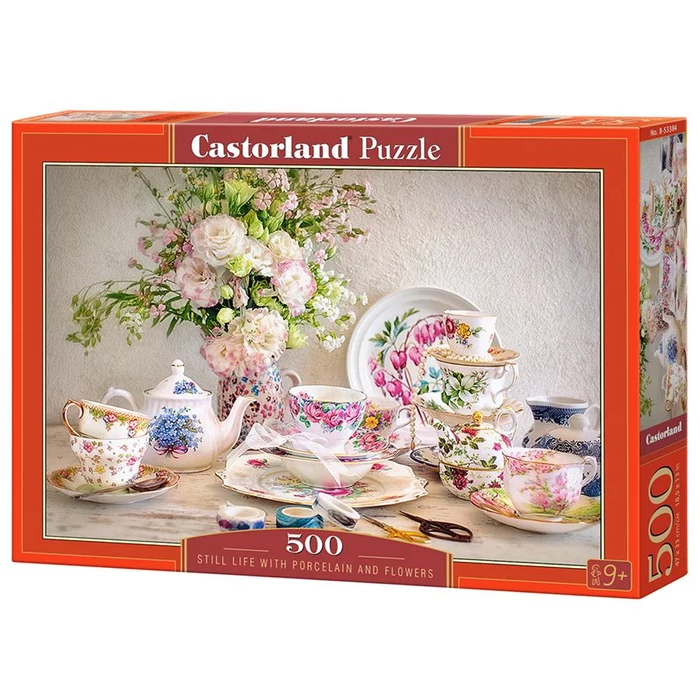 Castorland B-53384 - Csendélet porcelánnal és virágokkal - 500 db-os puzzle