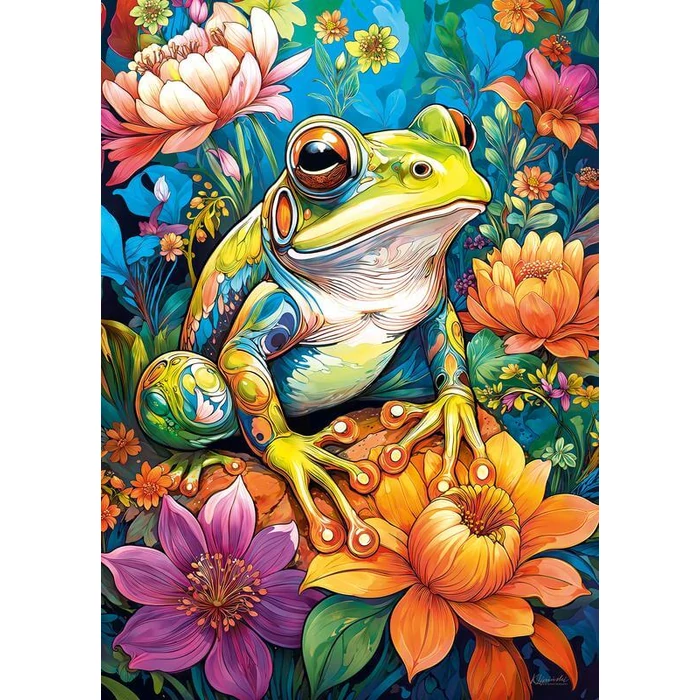 CherryPazzi 31100 - Flower Power Frog - 1000 db-os puzzle