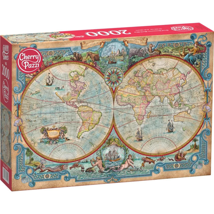 CherryPazzi 50125 - Great Discoveries World Map - 2000 db-os puzzle