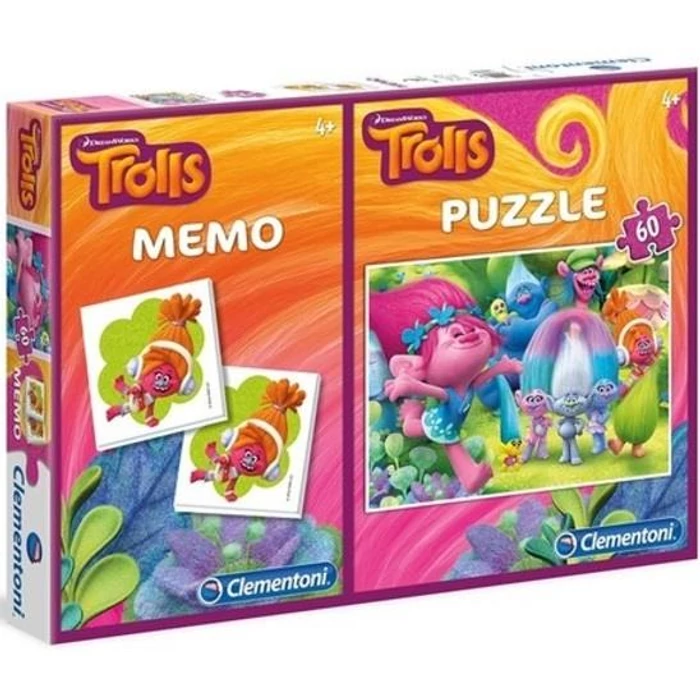 Clementoni 07914 - Trollok - 2 az 1-ben puzzle és memóriajáték