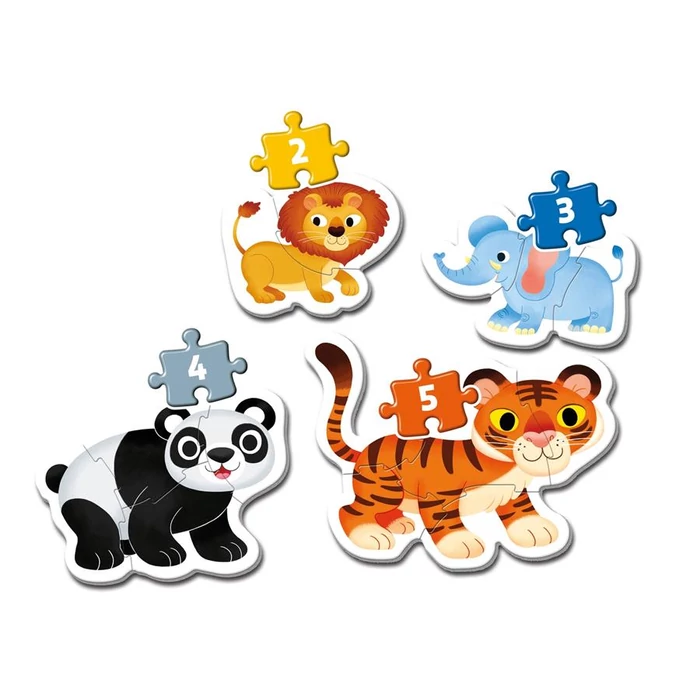 Clementoni 20810 - Bébi sziluett puzzle - Vadállatok  - 2,3,4,5 db-os puzzle