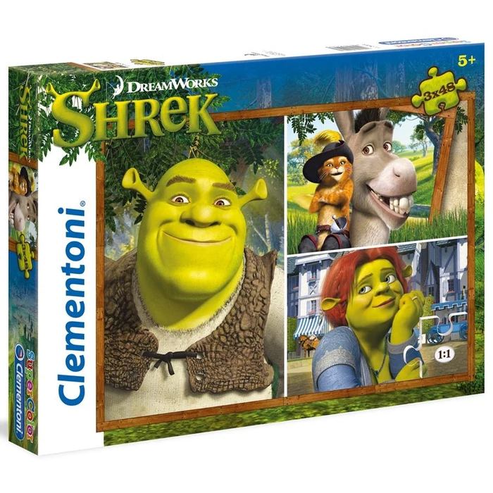 Clementoni 25208 - Shrek és barátai - 3 x 48 db-os Szuper Színes puzzle