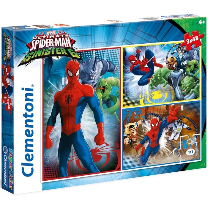 Clementoni 25217 - Pókember vs. Sinister - 3 x 48 db-os Szuper Színes puzzle