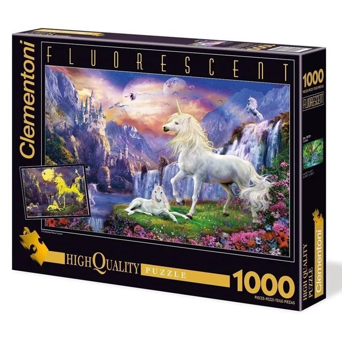 Clementoni 39285 - Fluoreszkáló puzzle - Unikornis - 1000 db-os puzzle