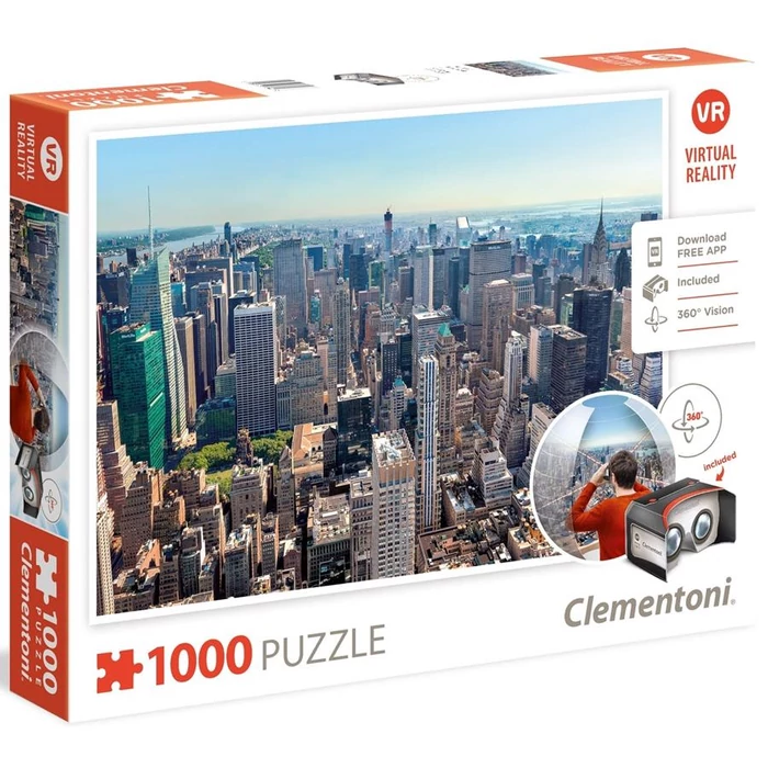 Clementoni 39401 - New York - 1000 db-os VR puzzle + 3D VR szemüveg