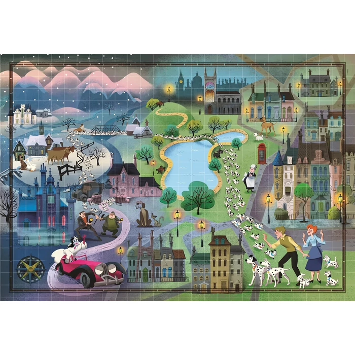 Clementoni 1000 db-os puzzle - Disney 101 Kiskutya Történet Térkép (39665)