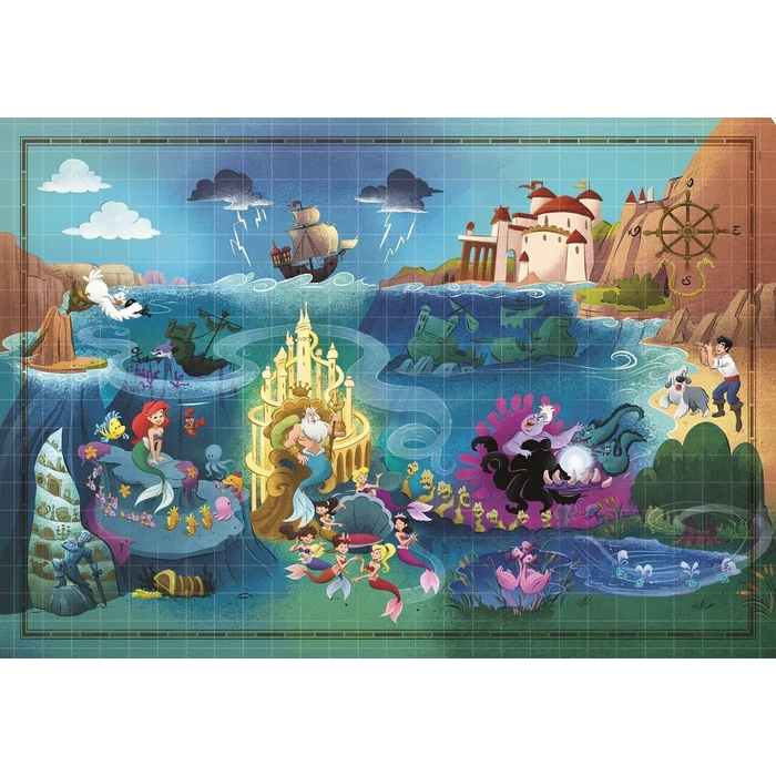 Clementoni 1000 db-os puzzle - Disney Kis Hableány Történet Térkép (39664)