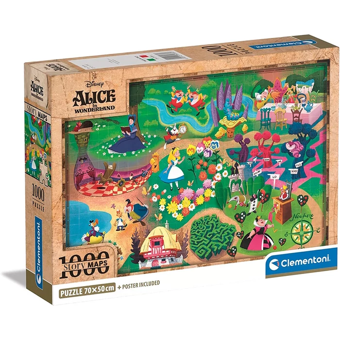Clementoni 39785 - Alíz Csodaországban történet térkép 1000 db-os Compact puzzle