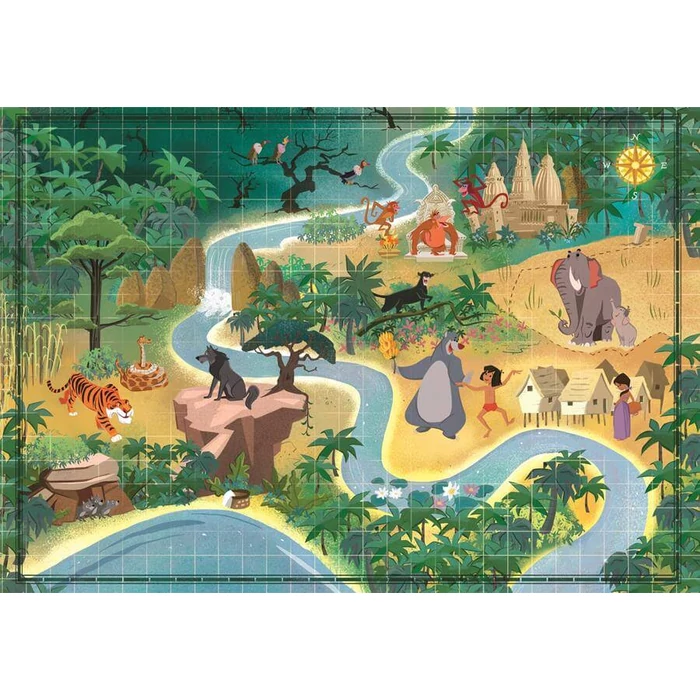 Clementoni 39816 - Disney A dzsungel könyve Történet Térkép - 1000 db-os puzzle 