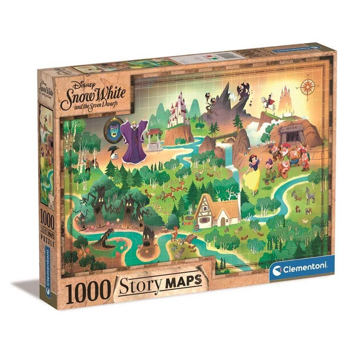 Clementoni 39815 - Disney Hófehérke Történet Térkép - 1000 db-os puzzle 