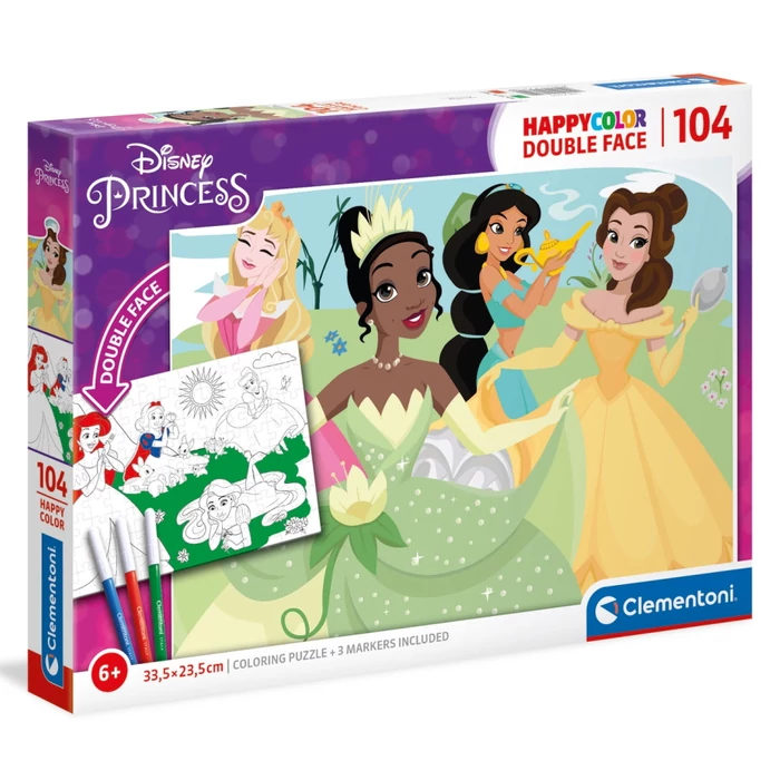 Clementoni 25714 - Disney Princess- 104 db-os Színezhető kétoldalas puzzle