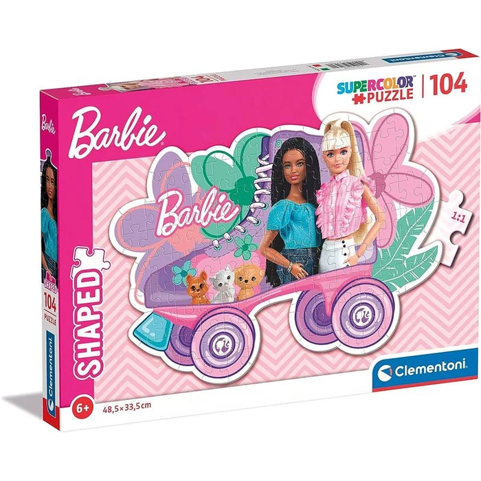 Clementoni 27164 - Barbie görkorcsolyája - 104 db-os Szuper színes Shaped puzzle