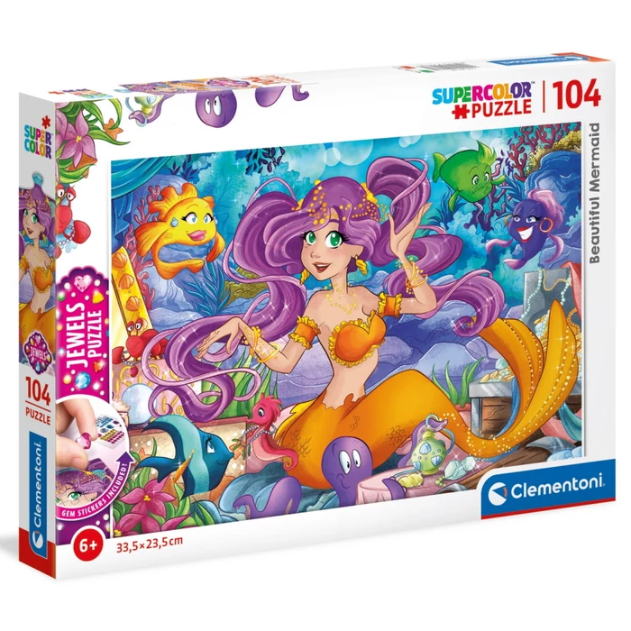 Clementoni 20178 - Sellő - 104 db-os Szuper színes puzzle Ékkövekkel
